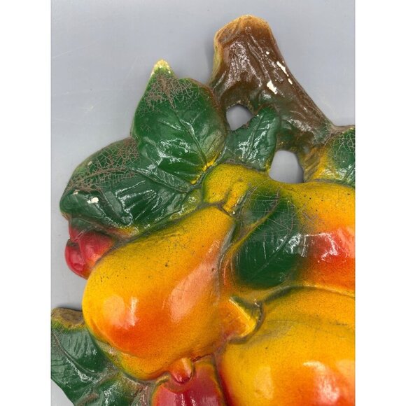 Vtg‎ MCM Chalkware Fruit Themed Plaster Wall Hanging Decor Kitchen - Picture 4 of 7